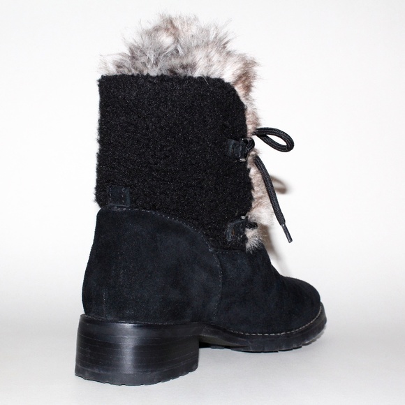 Talbots Tish Faux-Fur Ankle Boots in Black - Picture 7 of 15
